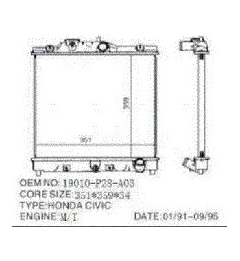 Radiador Oferta Civic 1992 2000 Transmision Mecánico