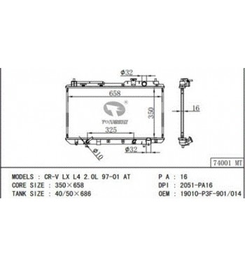 Radiador CRV 1997 2001 Automatico Motor B20b DOHC