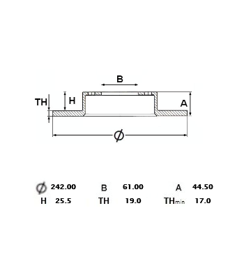 Disco Freno Delantero Ventilado CIVIC 1988 1991 242mm